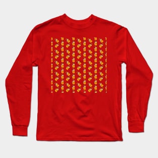 Pattern of Christmas Bunnies in Santa Hats Long Sleeve T-Shirt